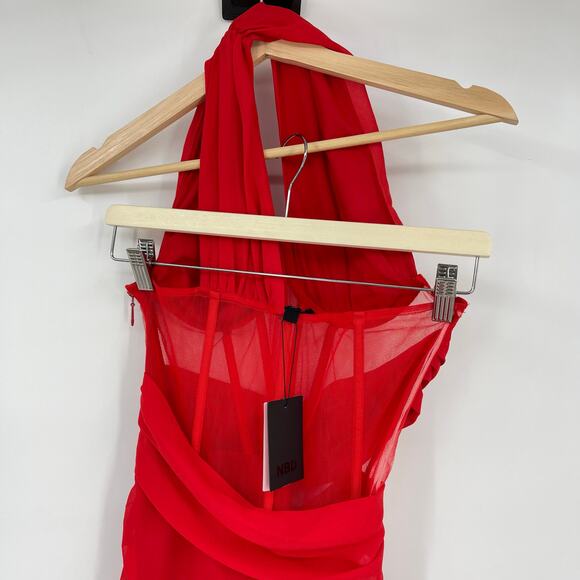 NBD | NWT Christian Gown in Red Asymmetrical Corset Maxi Dress S - Picture 12 of 16